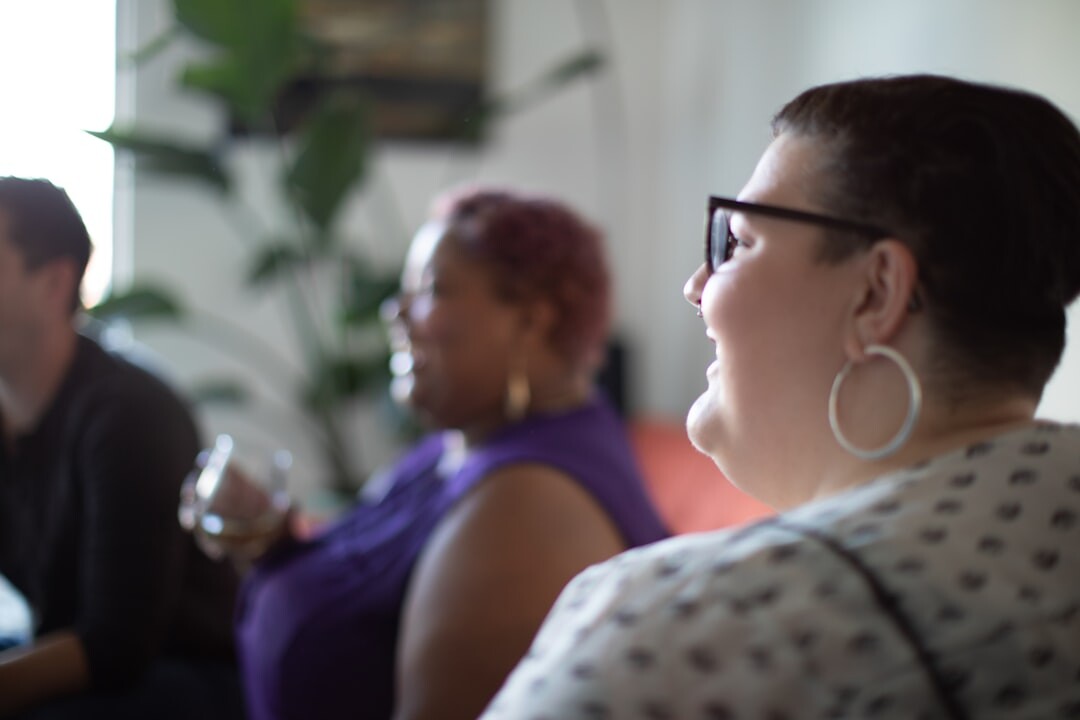 woman listening in business discussion
