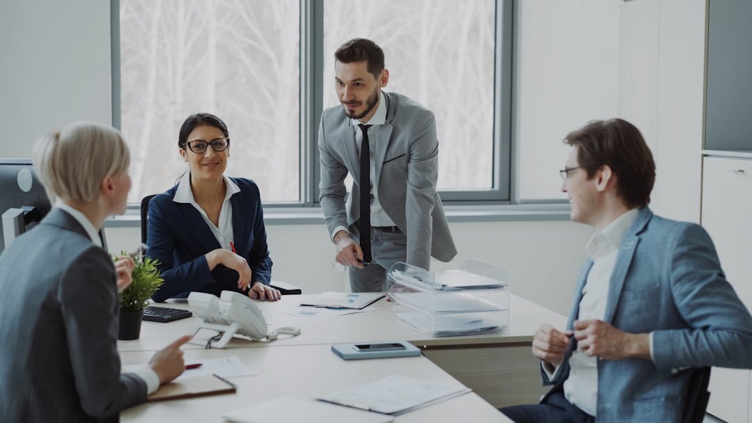 successful businesswoman leading meeting